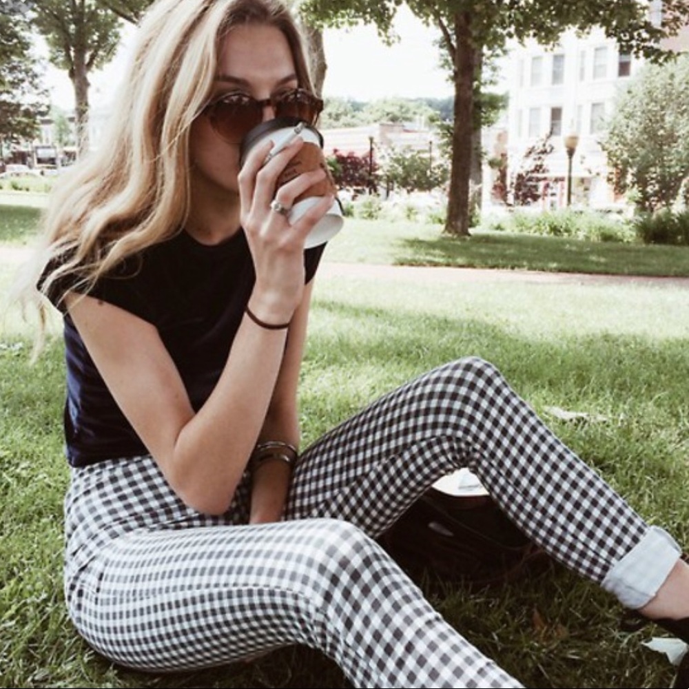 high rise gingham pants